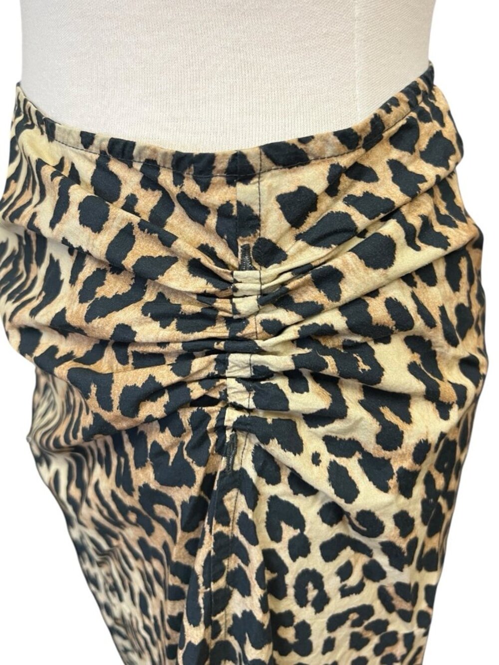 GANNI Poplin Midi Skirt Size 34 US Xs Leopard Print - Picture 4 of 9